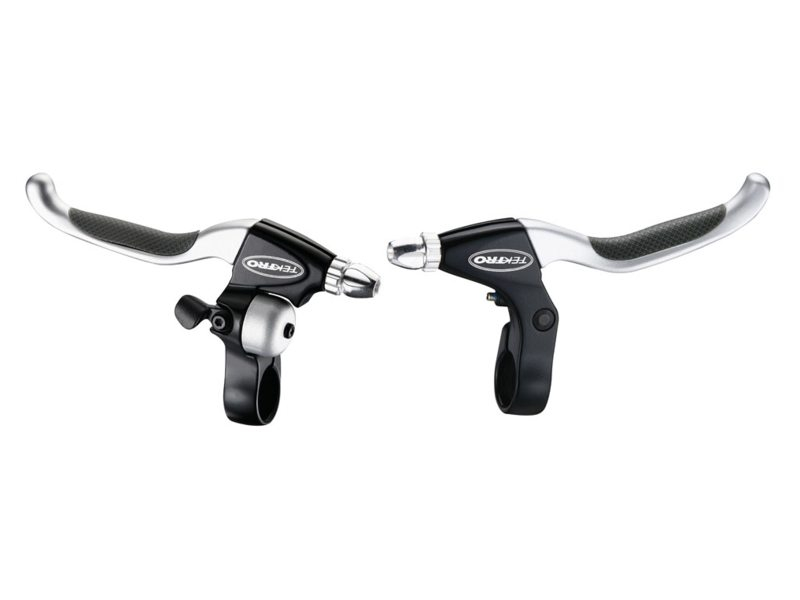 Remhendelpaar Tektro CL530TS+CL535RT V-brake met geïntegreerde fietsbel - zwart/satijn
