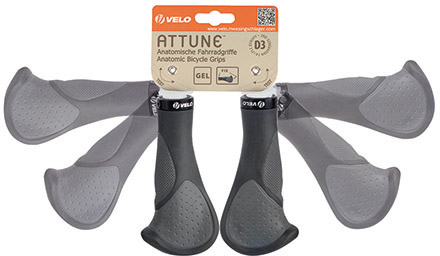 Handvatset Velo Comfort 3D-Gel  135/135mm Zwart/Grijs