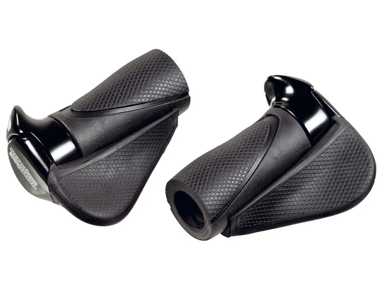 Handvatpaar Ergotec MF1 kraton / aluminium 87+87 mm - zwart