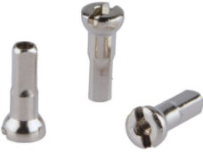 Spaaknippel Alpina 14G - ø9mm / M2.3 / 14mm lang - messing nikkel (144 stuks)