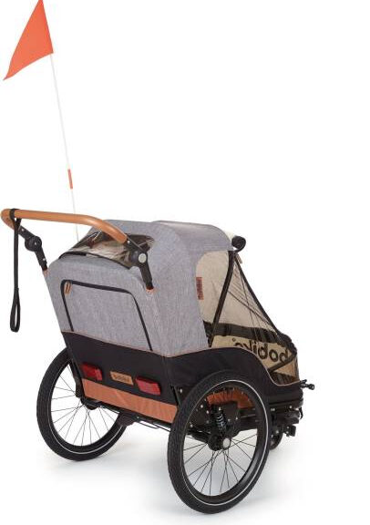 2-in-1 trailer Bobike geschikt voor 2 kinderen - zwart/grijs