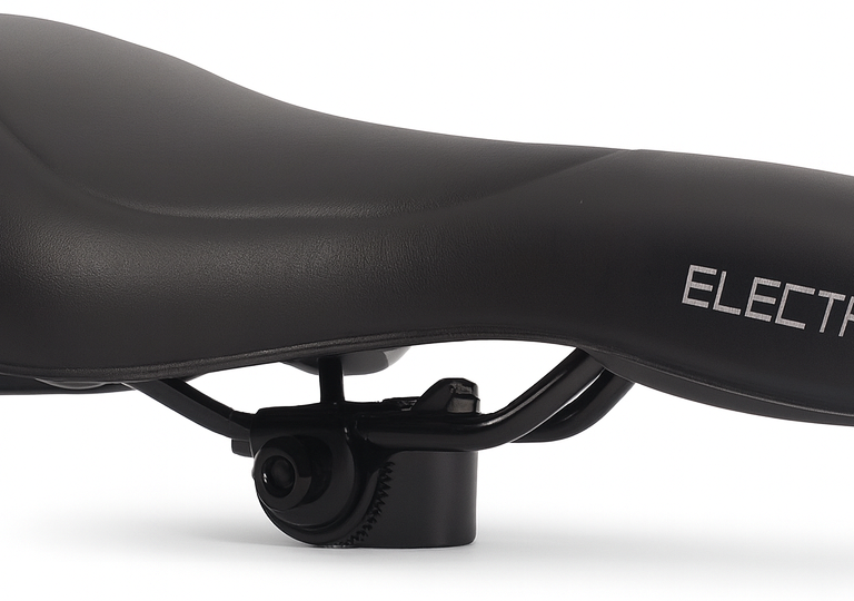 Fietszadel E-bike Edge Electra met handgreep en opbergruimte voor de Apple Air Tag - zwart