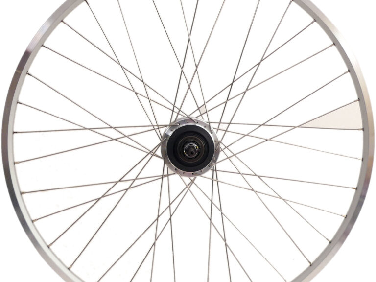 Achterwiel 28" Nexus 7 rollerbrake naaf met zilveren velg en RVS spaken