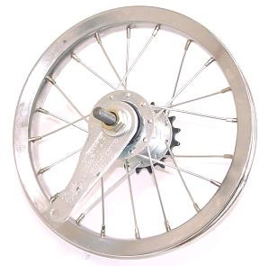 Achterwiel 12 1/2 x 2 1/4" chroom met imitatie Shimano naaf