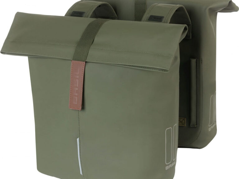 Dubbele fietstas Basil City 28-32 liter 12 x 29 x 30 cm - moss green