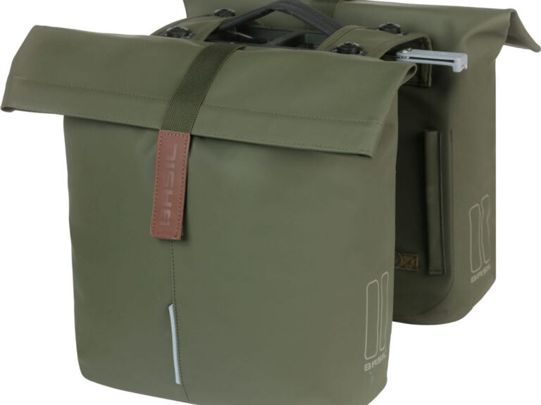 Dubbele fietstas Basil City MIK 28-32 liter 12 x 30 x 33 cm - moss green