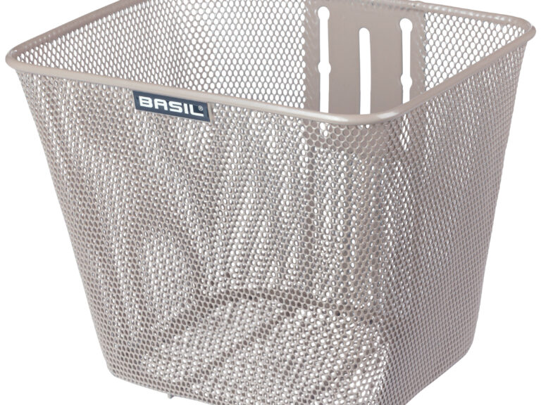 Fietsmand Basil Bilbao met vaste montage 26 x 22 x 27 cm - nude metallic