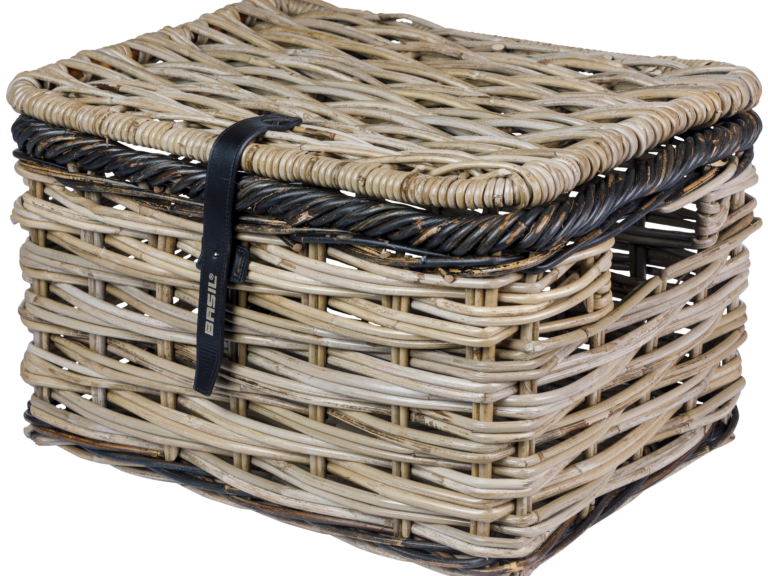 Fietsmand Basil Dijon L met deksel 36 x 49 x 30 cm - grijs zwart