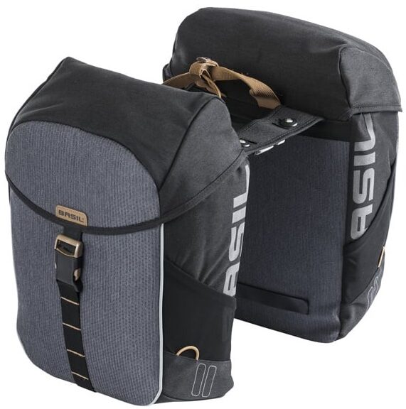 Dubbele fietstas Basil Miles MIK 34 liter 13 x 26 x 35 cm - zwart/grijs