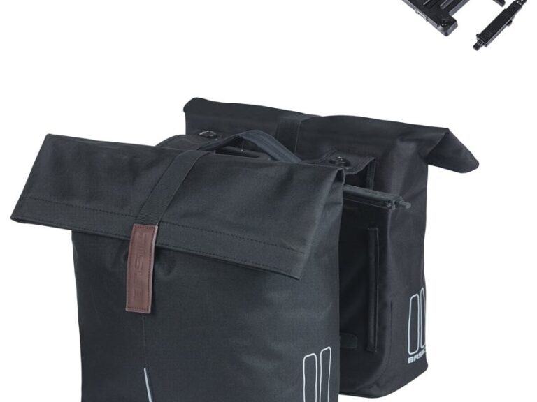 Dubbele fietstas Basil City MIK 28-32 liter - zwart