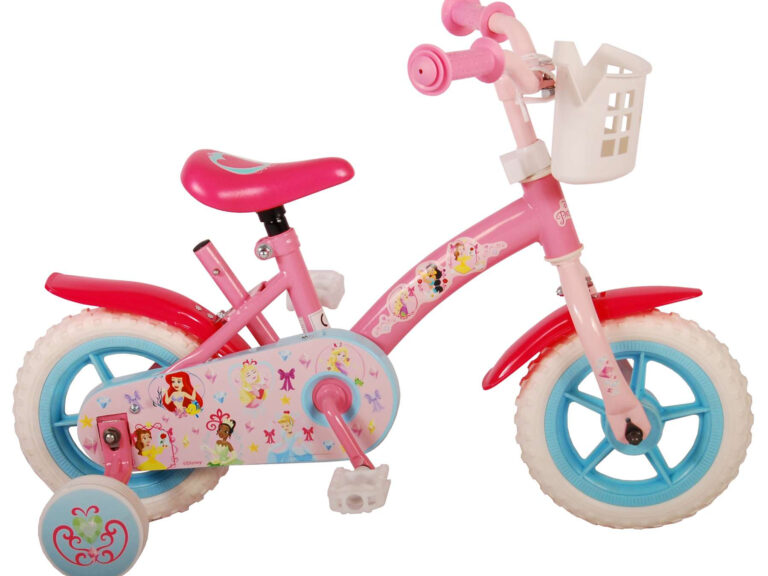 Kinderfiets 10" Disney Princess - doortrapper - roze