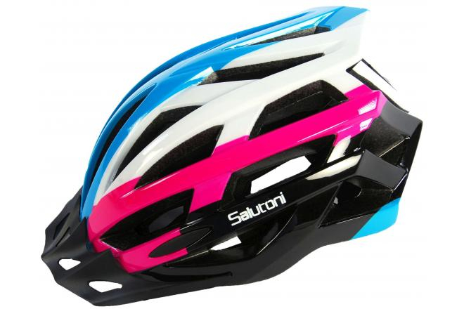 Fietshelm Salutoni 58-61 cm dames - blauw/wit/roze