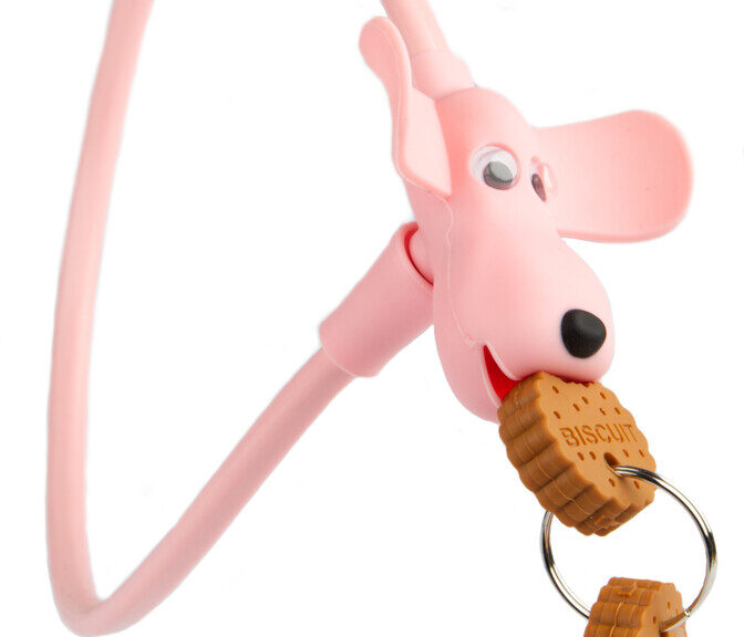 Siliconen fietsslot PexKids Flappie de waakhond 10 x 58 cm - roze