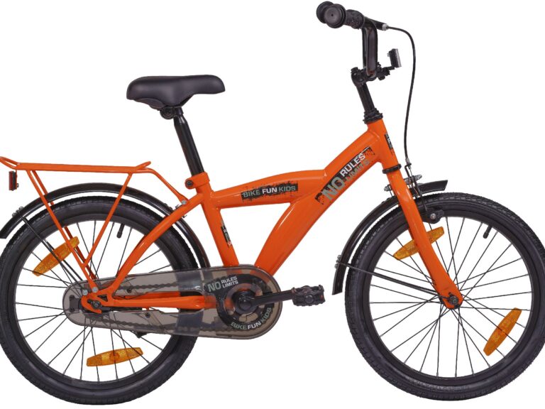 Kinderfiets Bikefun No Rules No Limit 18 inch met Remnaaf - Oranje