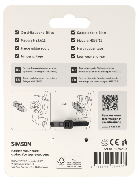 Simson Remblokken Magura hydraulische velgrem HS33/11 e-bike - Afbeelding 3