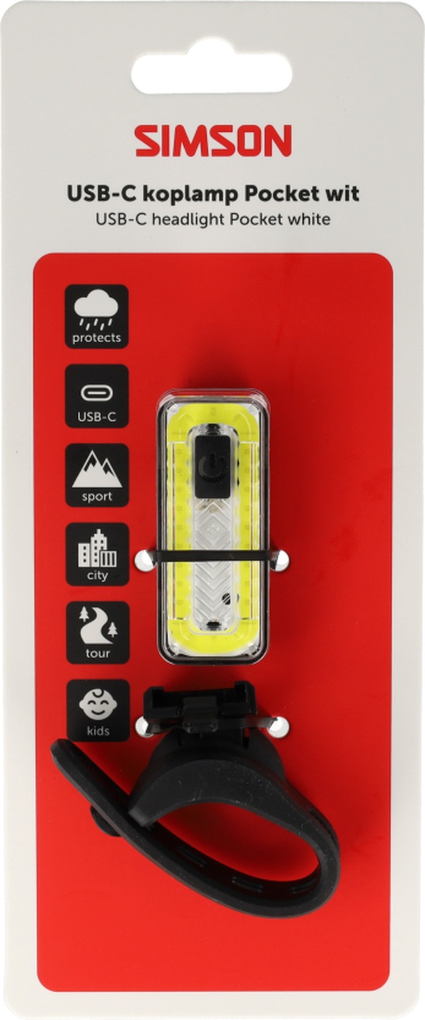 Koplamp LED Simson Pocket USB-C - wit