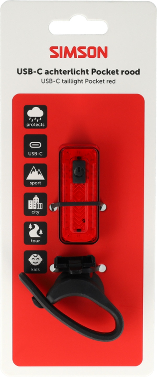 Achterlicht Simson USB-C LED Pocket - Rood - Afbeelding 2