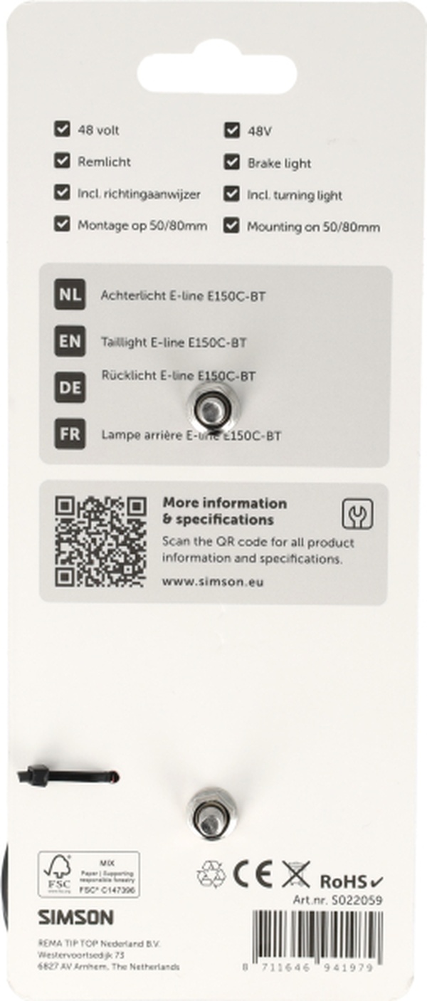 Achterlicht Simson aurora E-line e150c-bt - Afbeelding 3