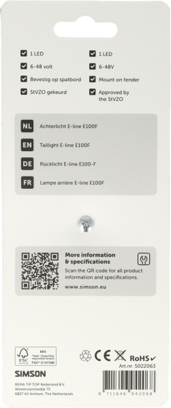 Achterlicht Simson aurora E-line e100f - Afbeelding 3