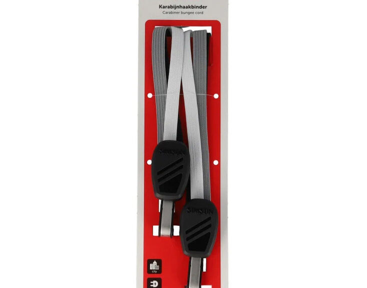 Karabijnhaakbinder Simson 60cm - zwart/wit/grijs
