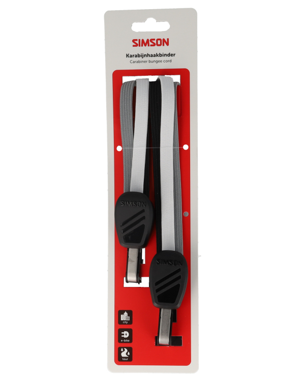 Karabijnhaakbinder Simson 71cm - zwart/wit/grijs