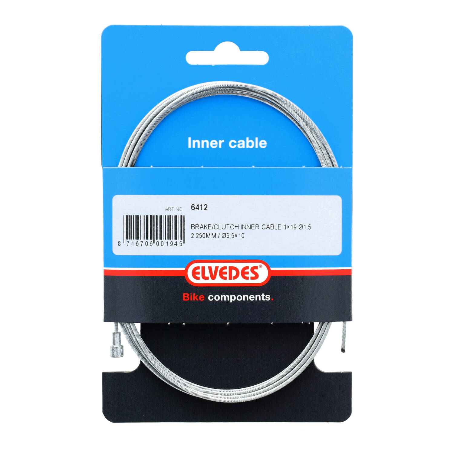 Elvedes rembinnenkabel gegalv 1.5mm V-nippel 2250mm