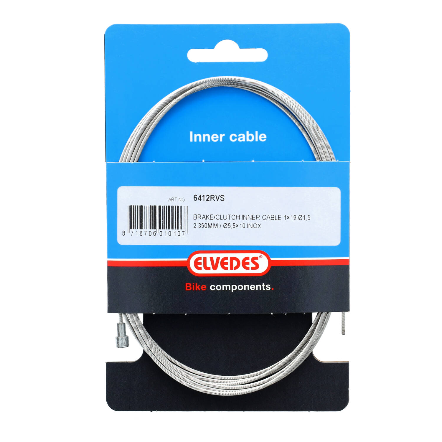 Elvedes rembinnenkabel RVS 19dr 1.5mm V-nippel 2250mm