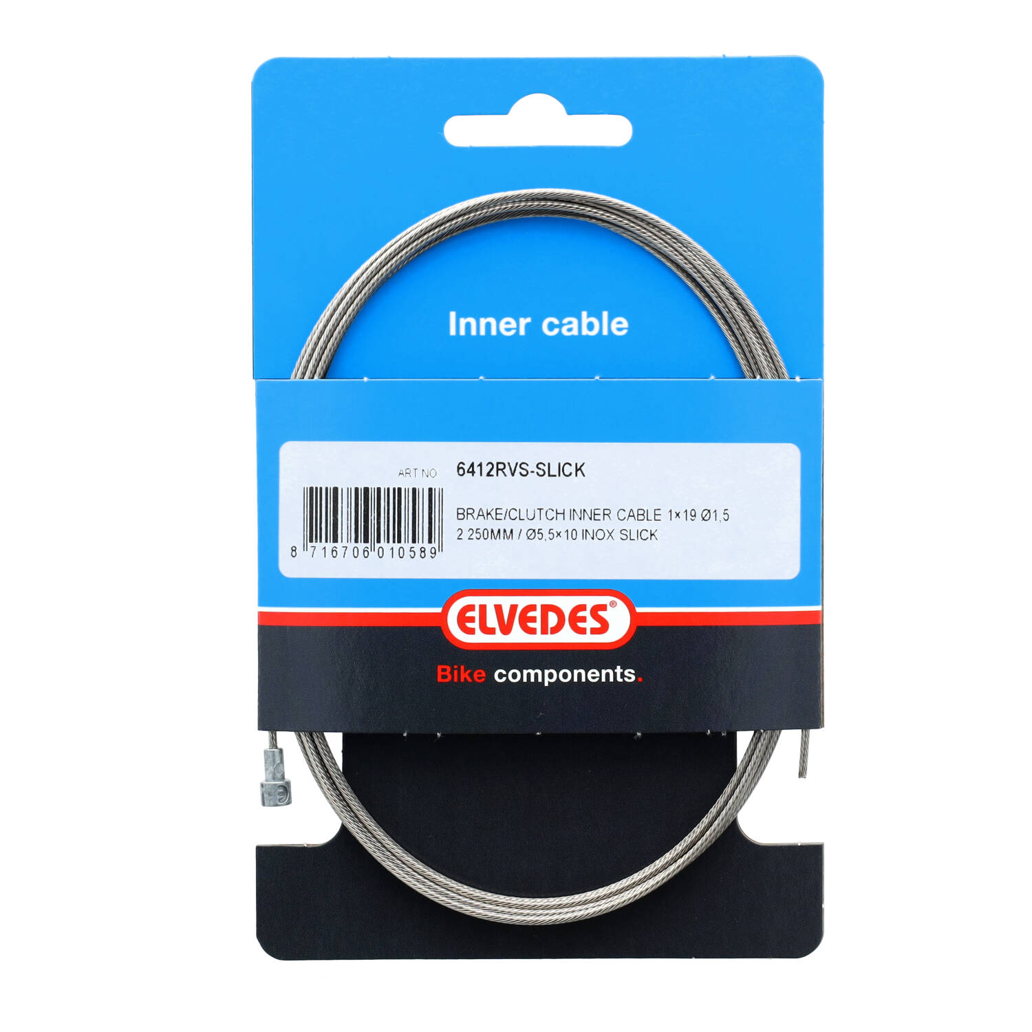 Elvedes rembinnenkabel RVS ex glad 1.5mm V-nippel 2250mm