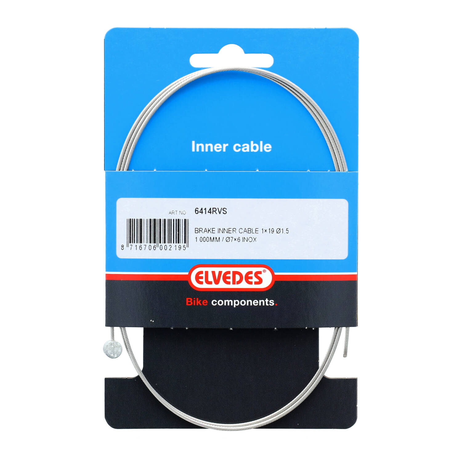 Elvedes rembinnenkabel RVS 19dr 1.5mm T-nippel 1000mm