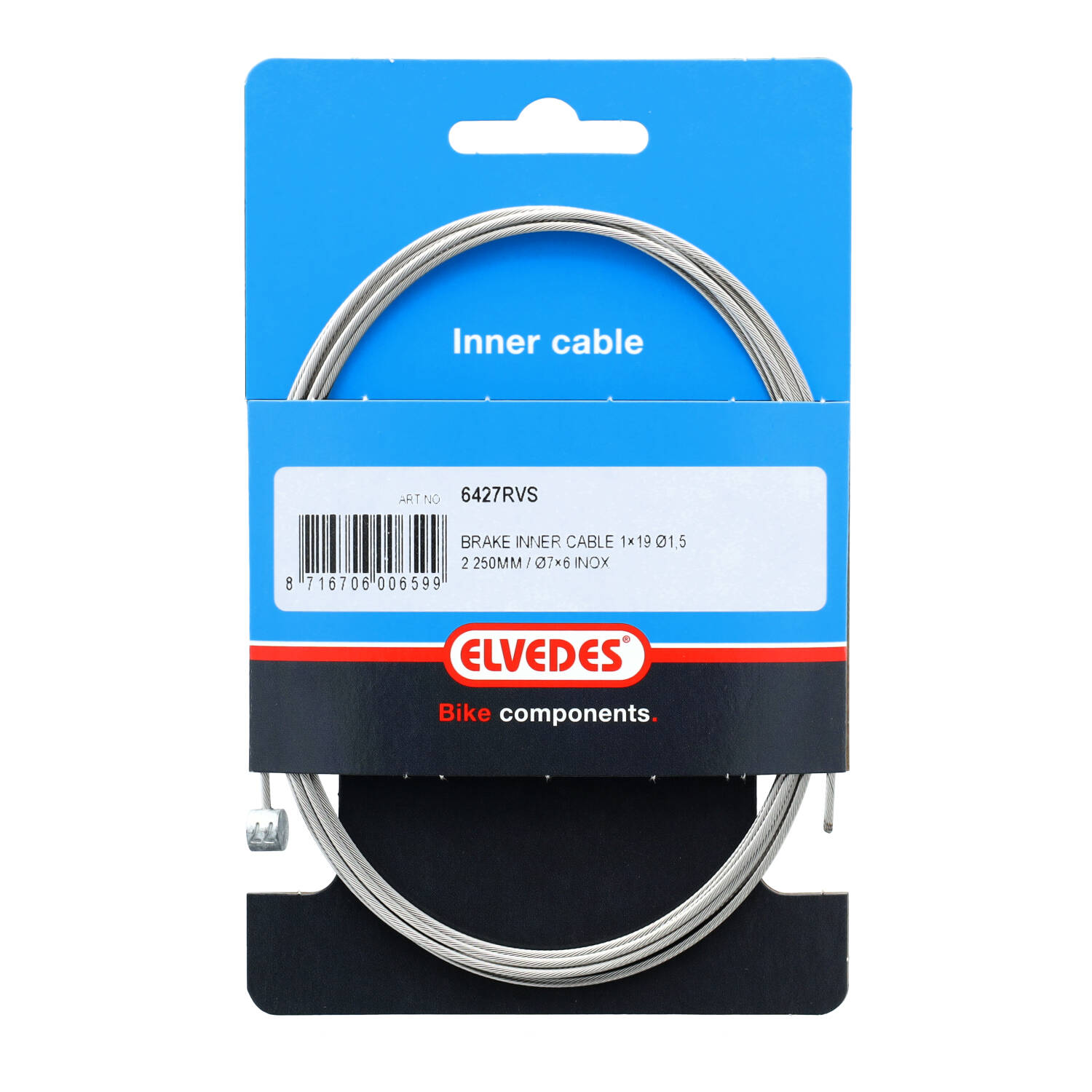 Elvedes rembinnenkabel RVS 19dr 1.5mm T-nippel 2250mm