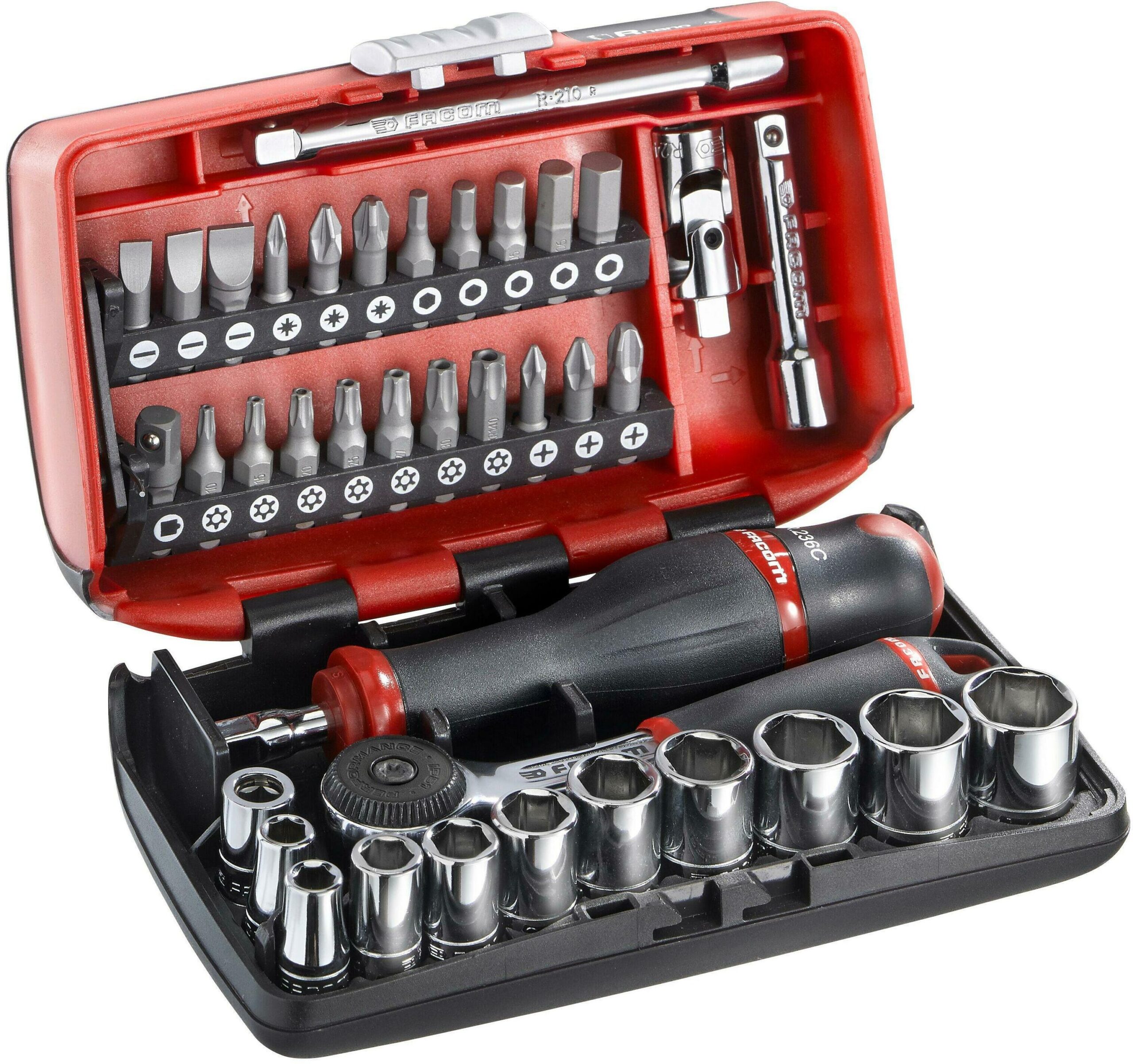 Facom dopsleutel set 1/4 Compact Nano met ratel 38-delig