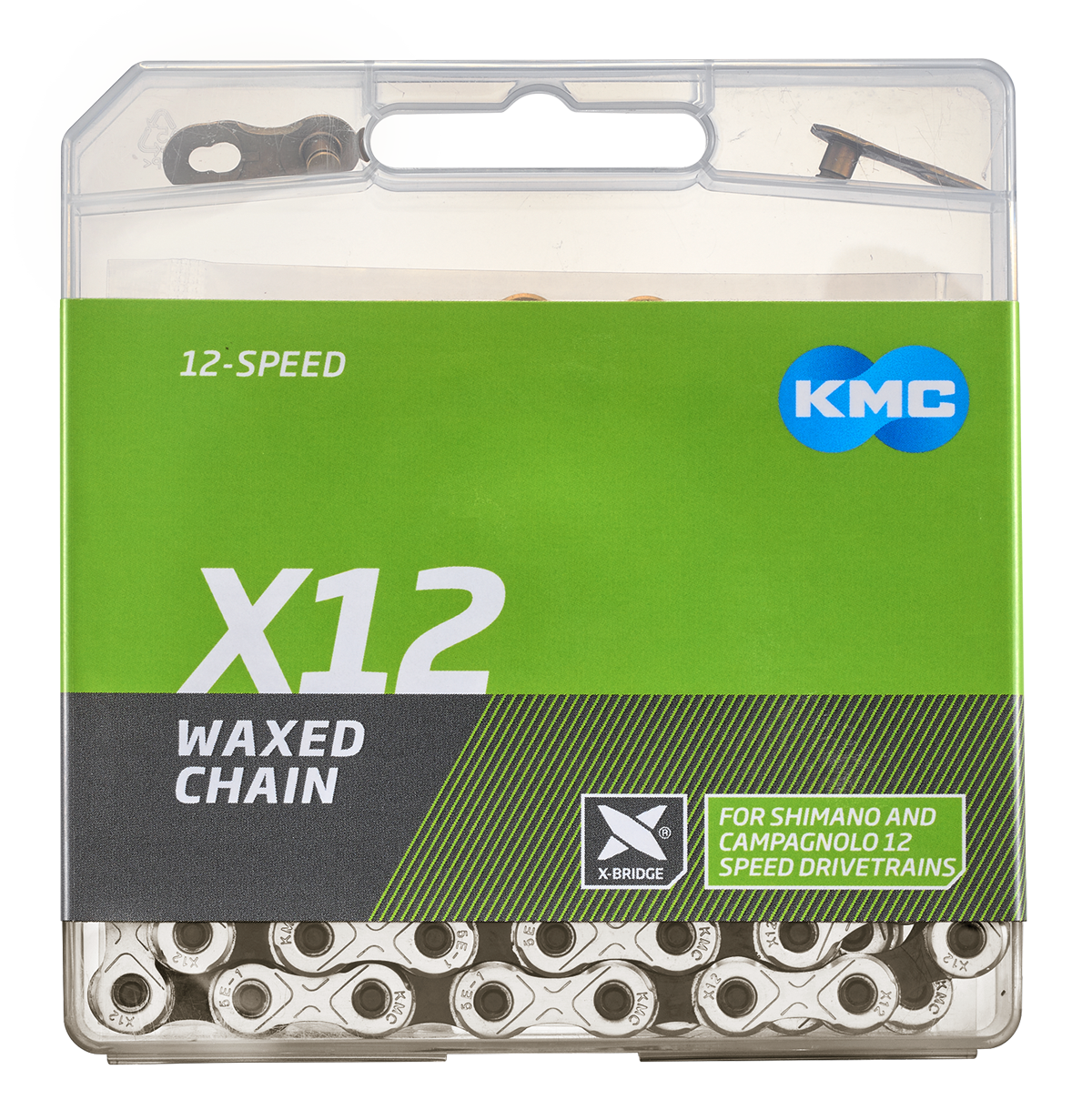 KMC ketting X12 silver/black 126s waxed