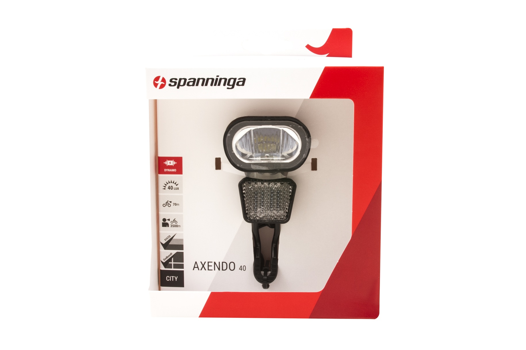 Spanninga koplamp Axendo 40 XDOc aan/uit dynamo