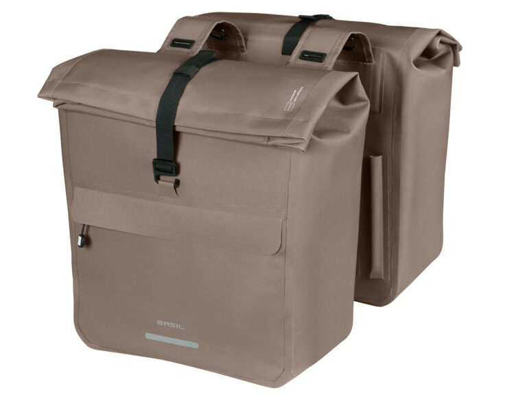 Basil fietstas dubbel Urban Dry Neo sage brown 46-52L