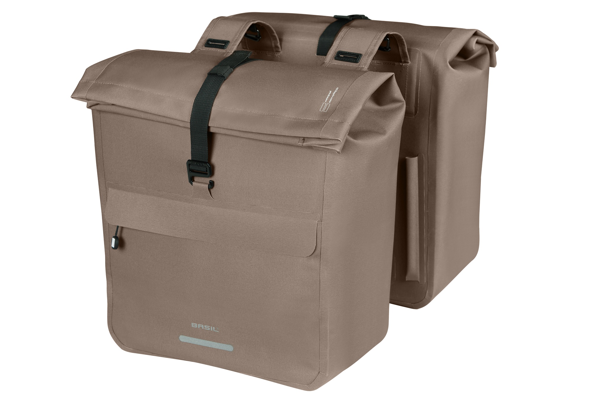 Basil fietstas dubbel Urban Dry Neo sage brown 46-52L