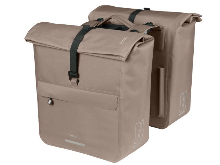 Basil fietstas dubbel Urban Dry Neo sage brown MIK 46-52L