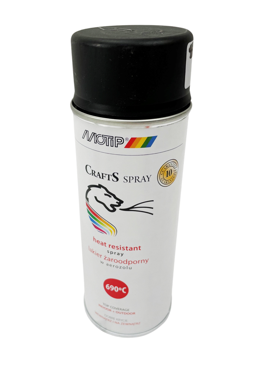 UNIVERSEEL Motip crafts spray zwart hittebestendig / heat resistant tot 690 graden celcius 400 ML verf