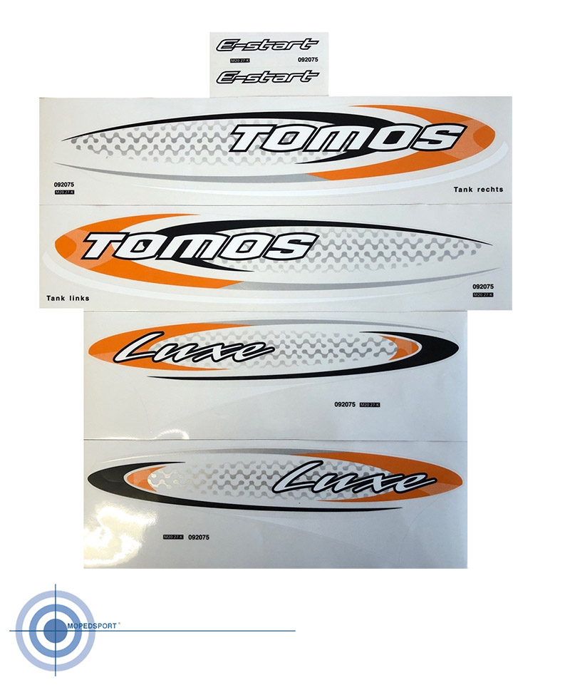 TOMOS Stickerset ovaal LUXE oranje - zwart
