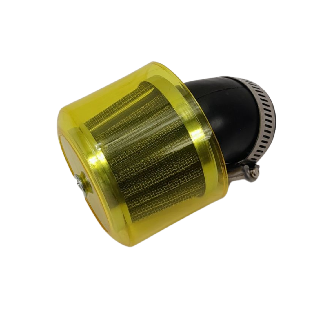 Universele powerfilter geel chroom 28-35mm voor Puch Maxi en Tomos