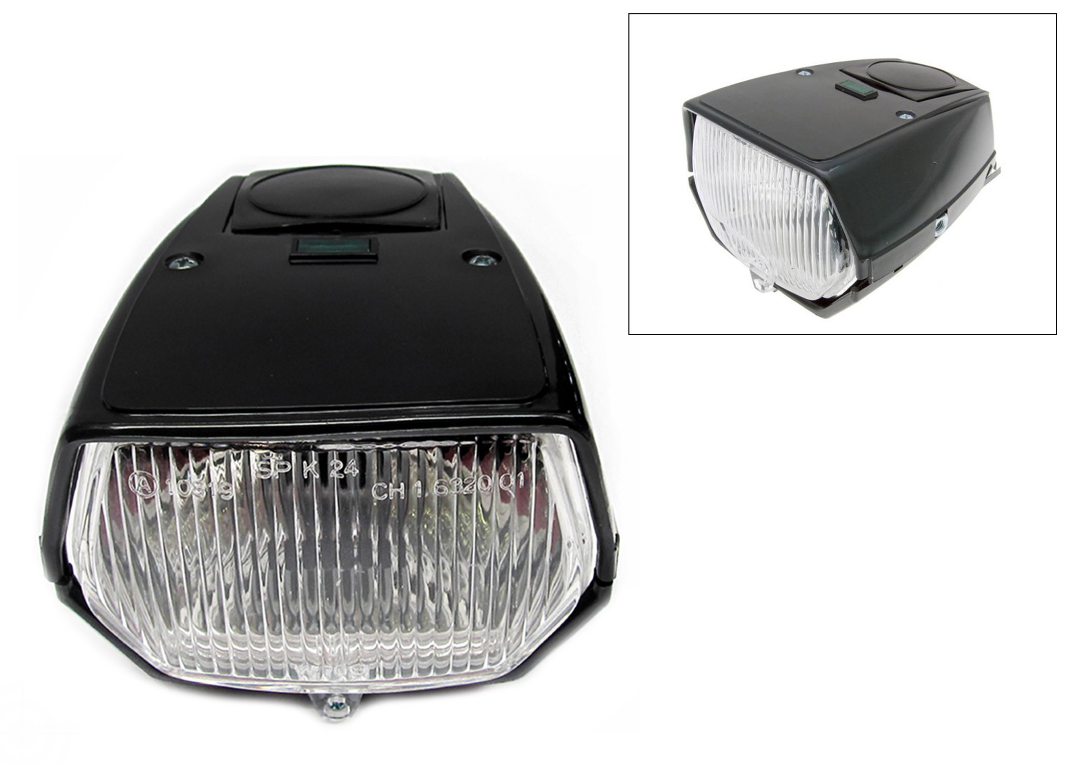 Vierkante zwarte koplamp 115mm voor Puch Maxi brommer