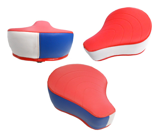 Puch Maxi Zadel Dik Rood / Blauw / Wit