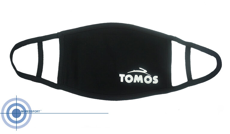UNIVERSEEL Mondkapje zwart met TOMOS logo wasbaar