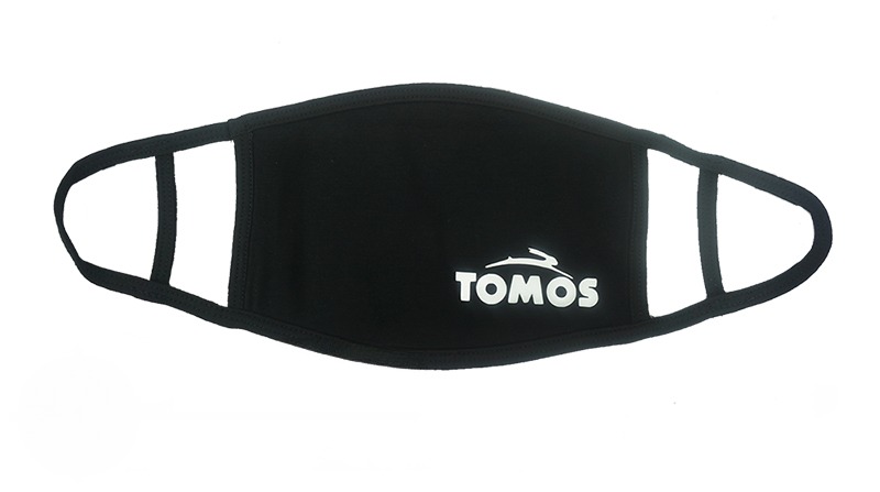 Universeel mondkapje zwart met Tomos logo wasbaar