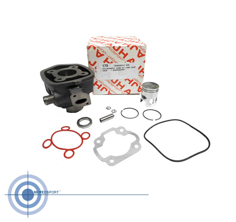 Gietijzeren cilinderset 40mm 50cc Minarelli horizontaal watergekoeld met zuiger