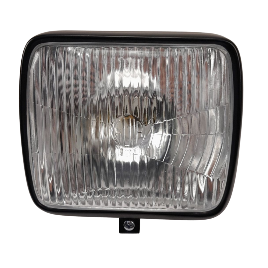 Vierkante zwarte koplamp compleet met fitting voor Kreidler bromfiets