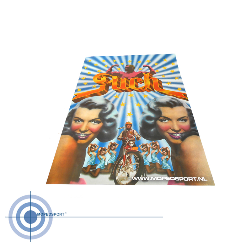Nostalgische Puch poster in blauwtinten voor werkplaats of mancave