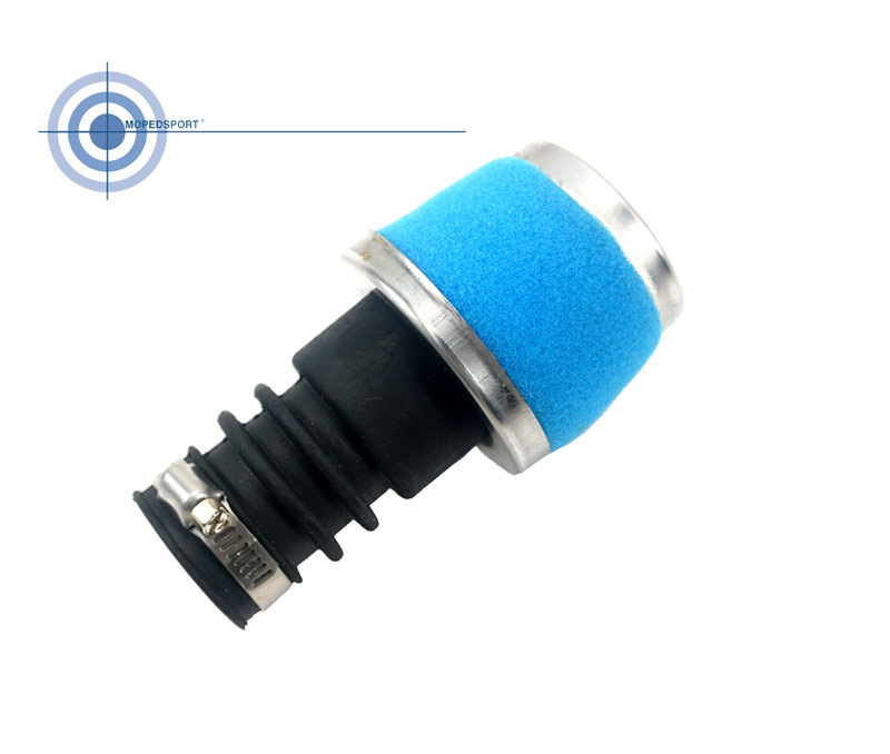 Blauwe powerfilter 25mm aansluiting voor Puch Maxi tuning-carburateur