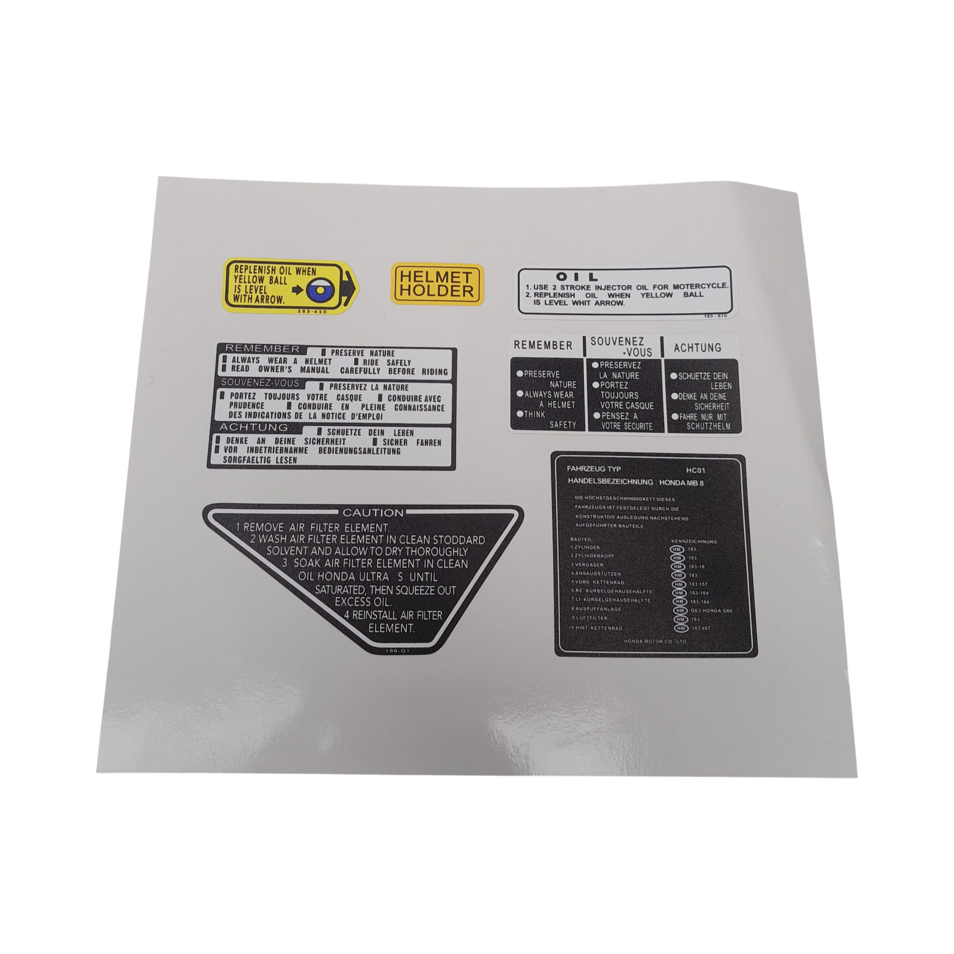 7-delige stickerset voor Honda MB HC01 brommer tank en kappen