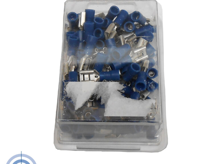 Blauwe vlakstekers 1,5-2,5mm² 12V geïsoleerde kabelschoenen set 100 stuks