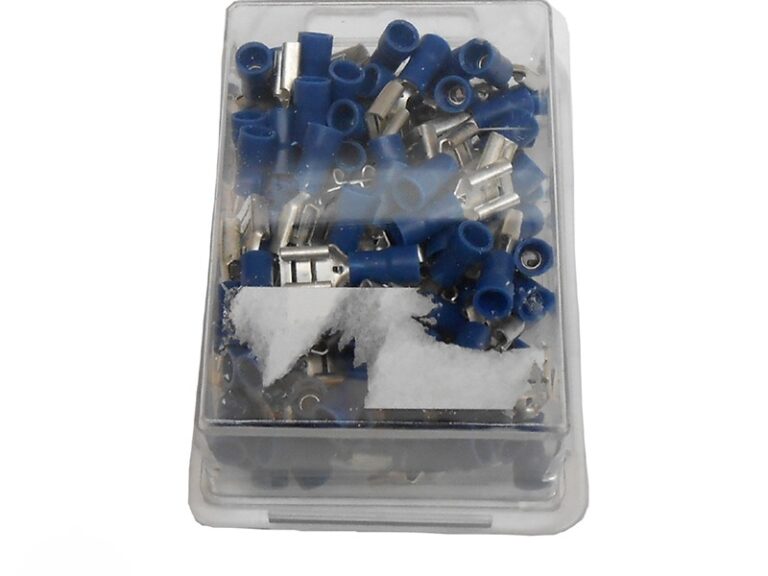 Blauwe vlakstekers 1,5-2,5mm² 12V geïsoleerde kabelschoenen set 100 stuks